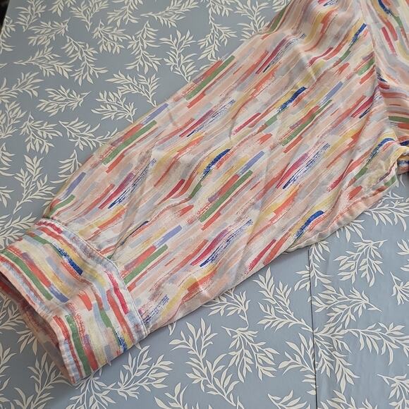 Womens Sz 1X Multicolor V-Neck Pleated 3/4 Sleeve Fairy Beach Vacation Tunic Top - Picture 5 of 11
